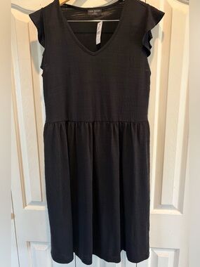 Lane Bryant Black Textured Knit Fit and Flare V-Neck Dress Plus Size 14/16